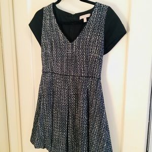 Blue and black speckled dress